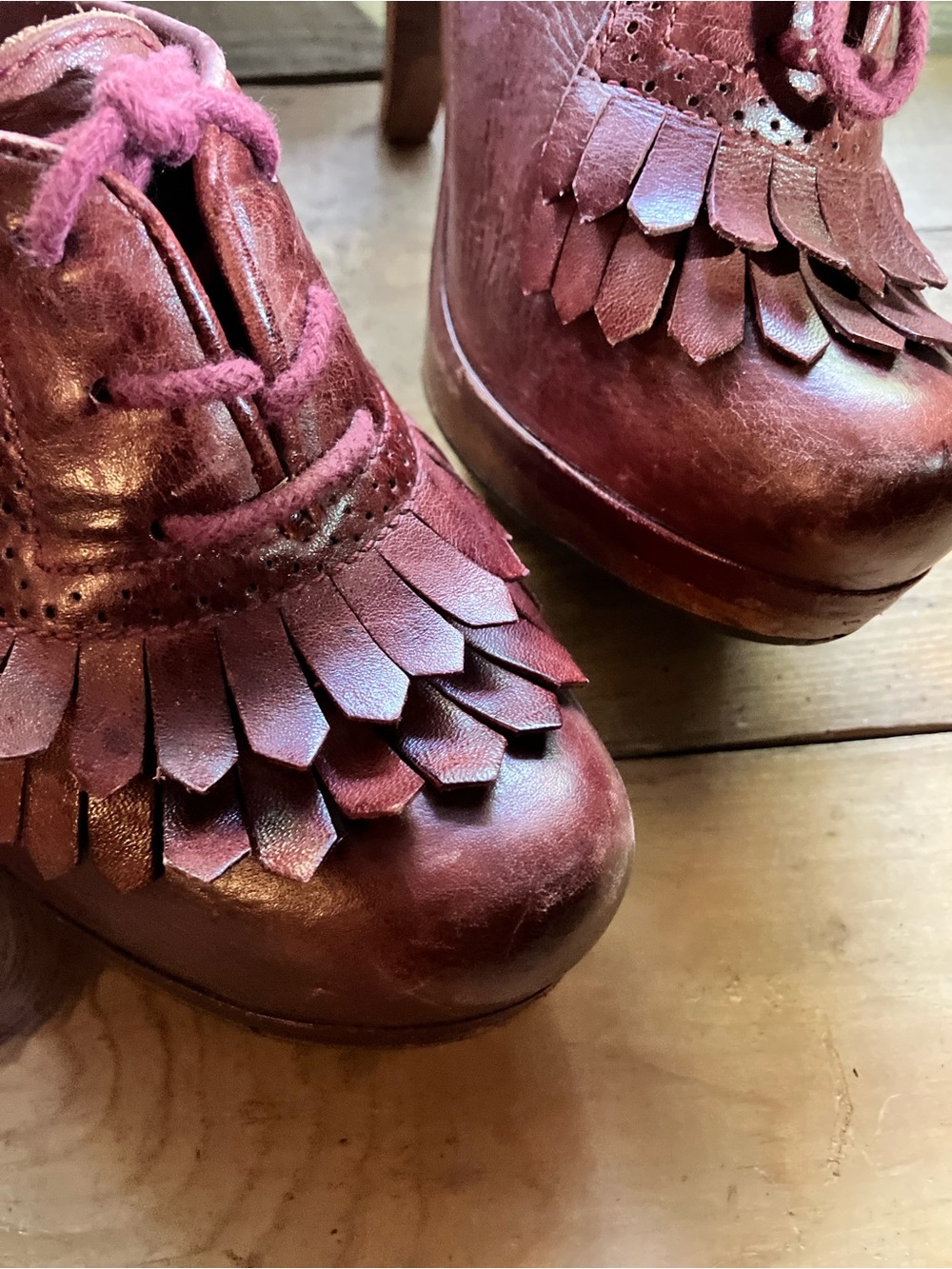 Vintage Genuine Leather QualiCraft Oxford 4 inch Wooden Heels
